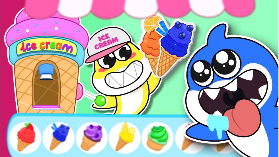 Baby Shark Learns Colors With An Ice Cream Machine (Baby Shark Series-2D)