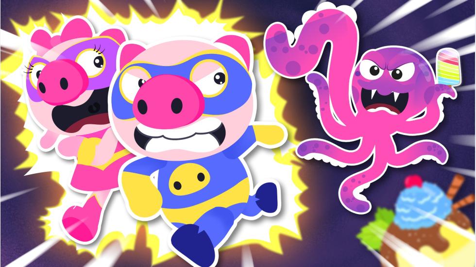 Play In The Mud Song- Where My Icream Mimi And Piggy Fight The Monster Octopus (PIGGY & MIMI-2D)