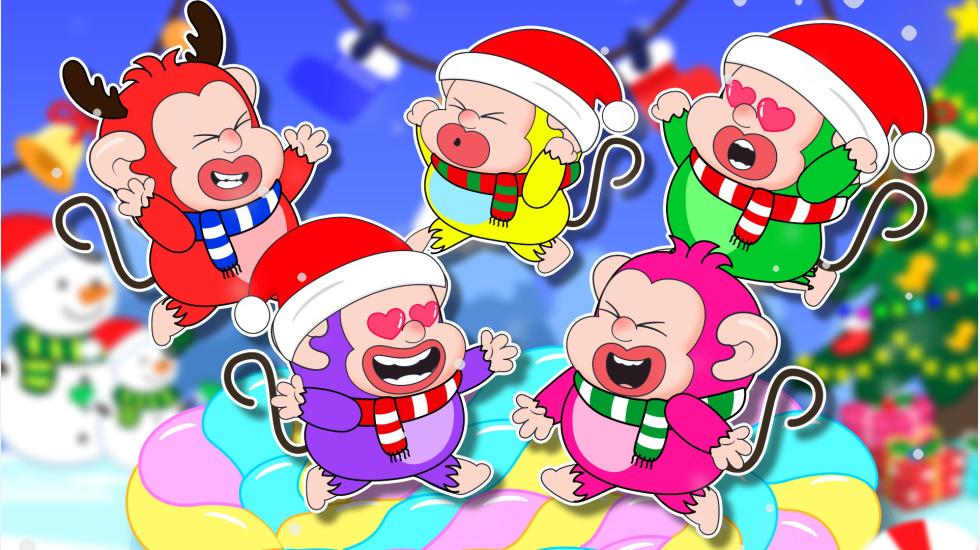 Five Little Monkeys jumping on the bed Noel- Merry Christmas