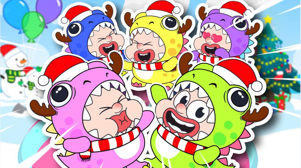 Five Little Dinosaus Jumping On The Bed-Christmas Song For Kids (Dự Án Nhím)