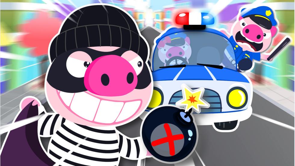 Police Song- Police Piggy And Mimi Catch The Super Thief (PIGGY & MIMI-2D)