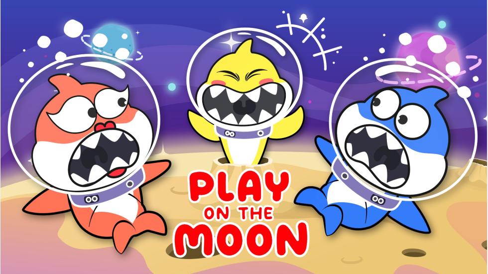 Baby Shark Play On The Moon-Baby Shark Song (Baby Shark Series-2D)