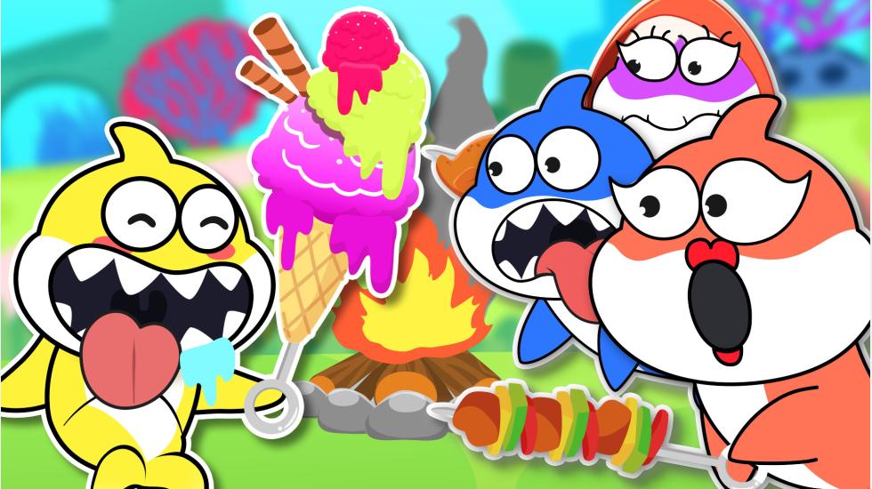 Baby Shark Let's Go Camping-Baby Shark Makes Baked Ice Cream (Baby Shark Series-2D)