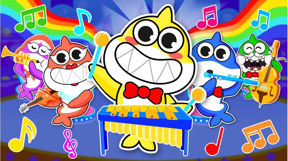 Baby Shark Sings With Musical Instruments-Baby Shark Song (Baby Shark Series-2D)