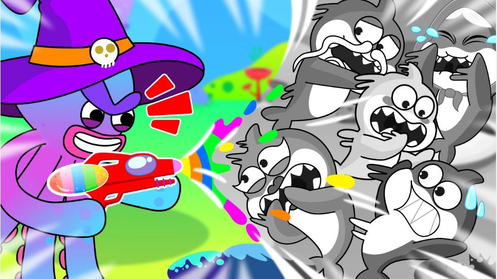 Baby Shark Octopus Monster Turns Baby Shark Colorless (Baby Shark Series-2d)